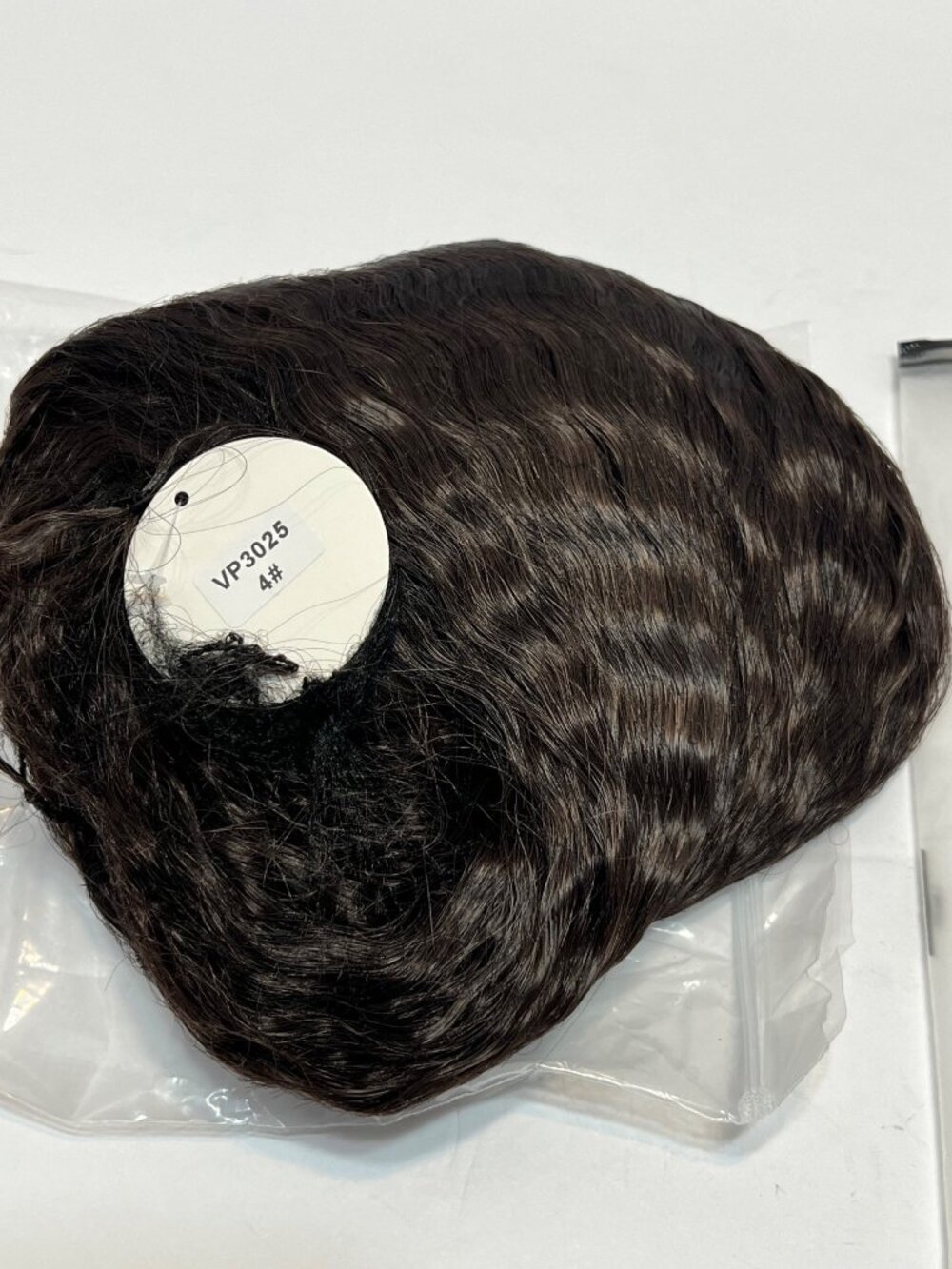 Dark Brown Synthetic Hairpiece Set W/ Bobby Pins Hairnet & Artificial Eyelashes
